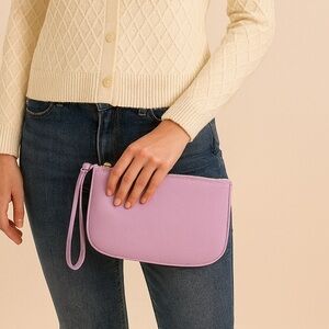 Talbots Purple Leather Clutch Wristlet Wallet Cellphone NWT